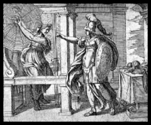 "Athena and Arachne" by Antonio Tempesta. 1599. 