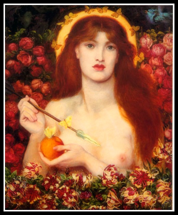 "Venus Verticordia" ("Venus the Changer of Hearts") by Dante Gabriel Rossetti (1868).-