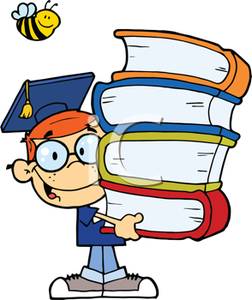 A_Colorful_Cartoon_Student_with_a_Stack_Books_Royalty_Free_Clipart_Picture_100908-153096-378053